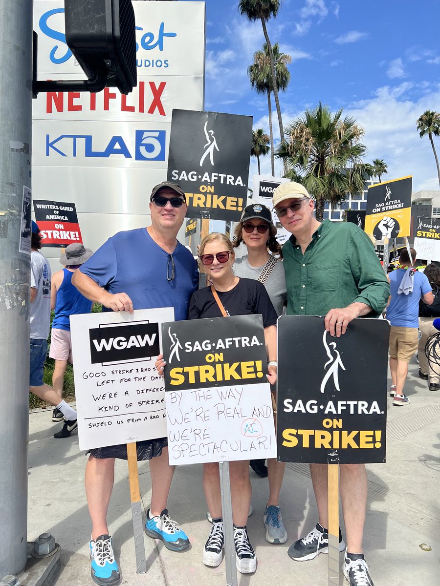 ShawnRyanTV's tweet image. Marked 100 days of being on strike at ⁦@netflix⁩, where I’d rather be making Season 2 of The Night Agent, but can’t do that until the studios resume negotiations and make a fair deal. Joined on the lines today by @cathycryan⁩, ⁦@JayKarnes⁩ and Julia Campbell.