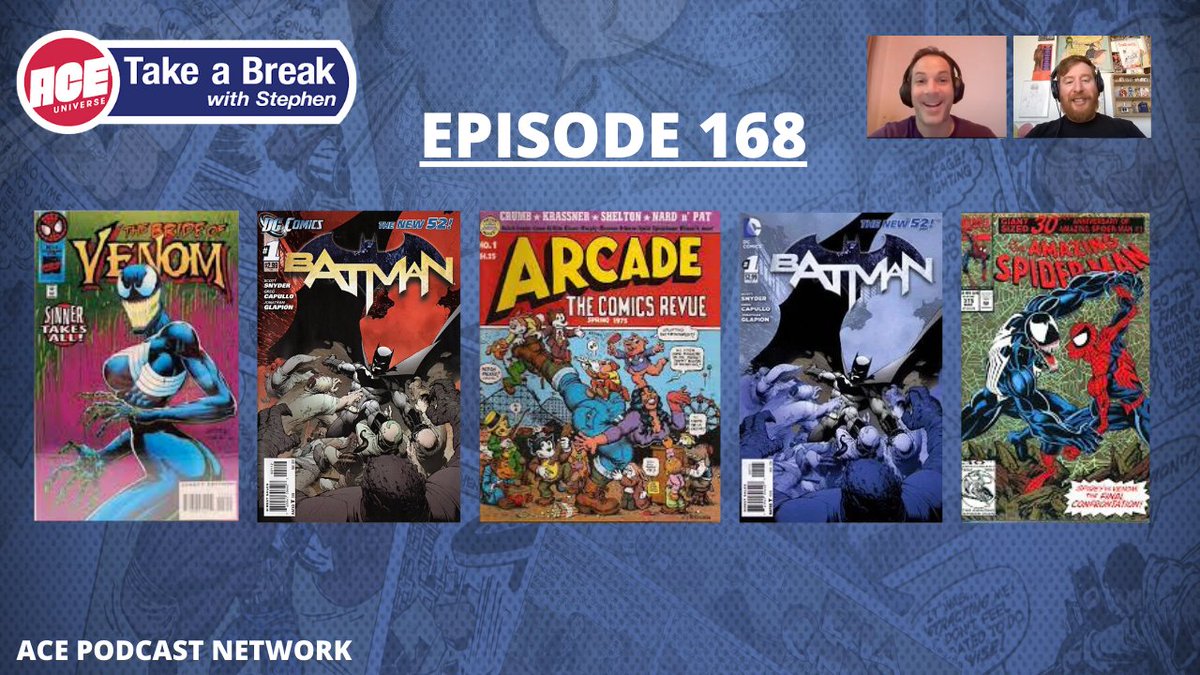 takeabreak_pod's tweet photo. It's time to "Take a Break with Stephen!" Watch as Stephen and Alex talk Batman NEW 52 Later Prints, She-Venom, Arcade the Comics Revue, Chrono Trigger Player's Guide and more! 🎙️

▶️: https://t.co/KUxoixNpzS https://t.co/4to32co4al