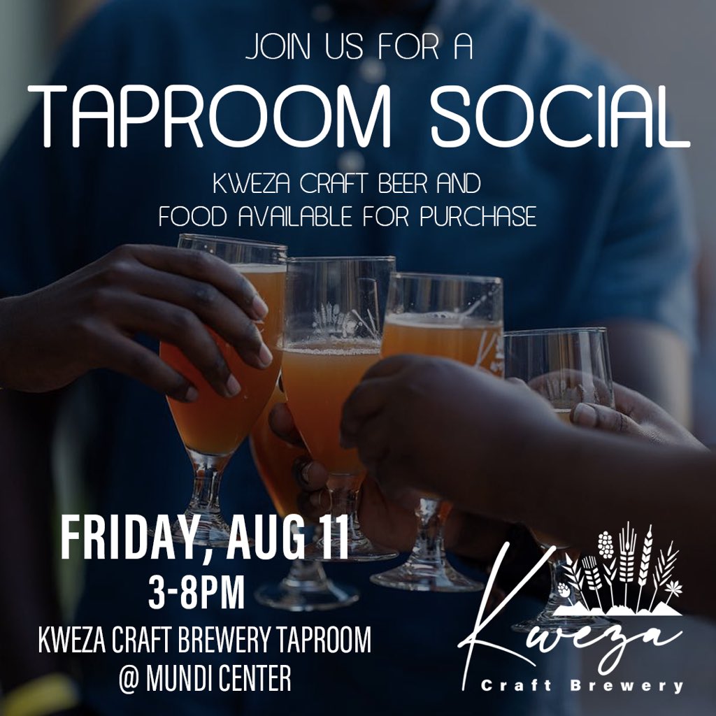 Join us Friday for a taproom social with @DebsLeatt Food & Stuff at Mundi Center! #craftbeer #taproom #madeinrwanda #womeninbeer #locallysourced