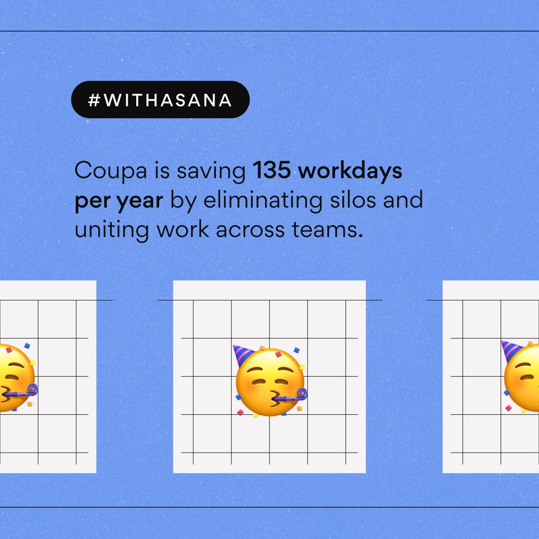 asana's tweet photo. Coupa saved 135 workdays per year by uniting teams #withAsana and creating a central source of truth for projects. Integrations like Jira, Salesforce, Confluence, Slack, and Gmail amplified collaboration across the org.

Learn how Coupa transformed work: http://go/coupacasestudy https://t.co/Xyewx2oJnK