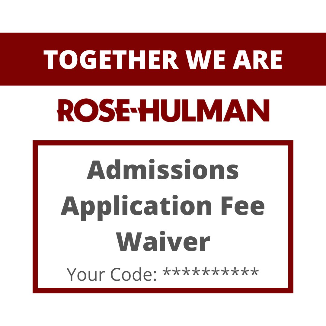Alumni! Do you know a high school senior who would excel at <a href="/RoseHulman/">Rose-Hulman</a>? Make sure to give them your unique fee waiver code and tell them to apply by November 1! #FreeApp #rosehulman