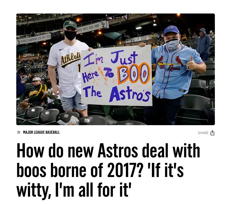 How do new Astros deal with boos borne of 2017? 'If it's witty, I'm all for  it