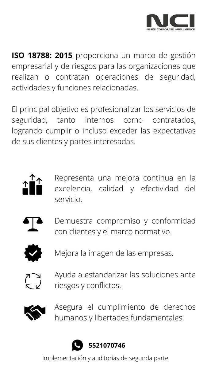 ¿Conoces los beneficios de certificar tus sistemas de gestión de operaciones de seguridad?  #ISO18788 #SeguridadPrivada #empresas #gestionderiesgos