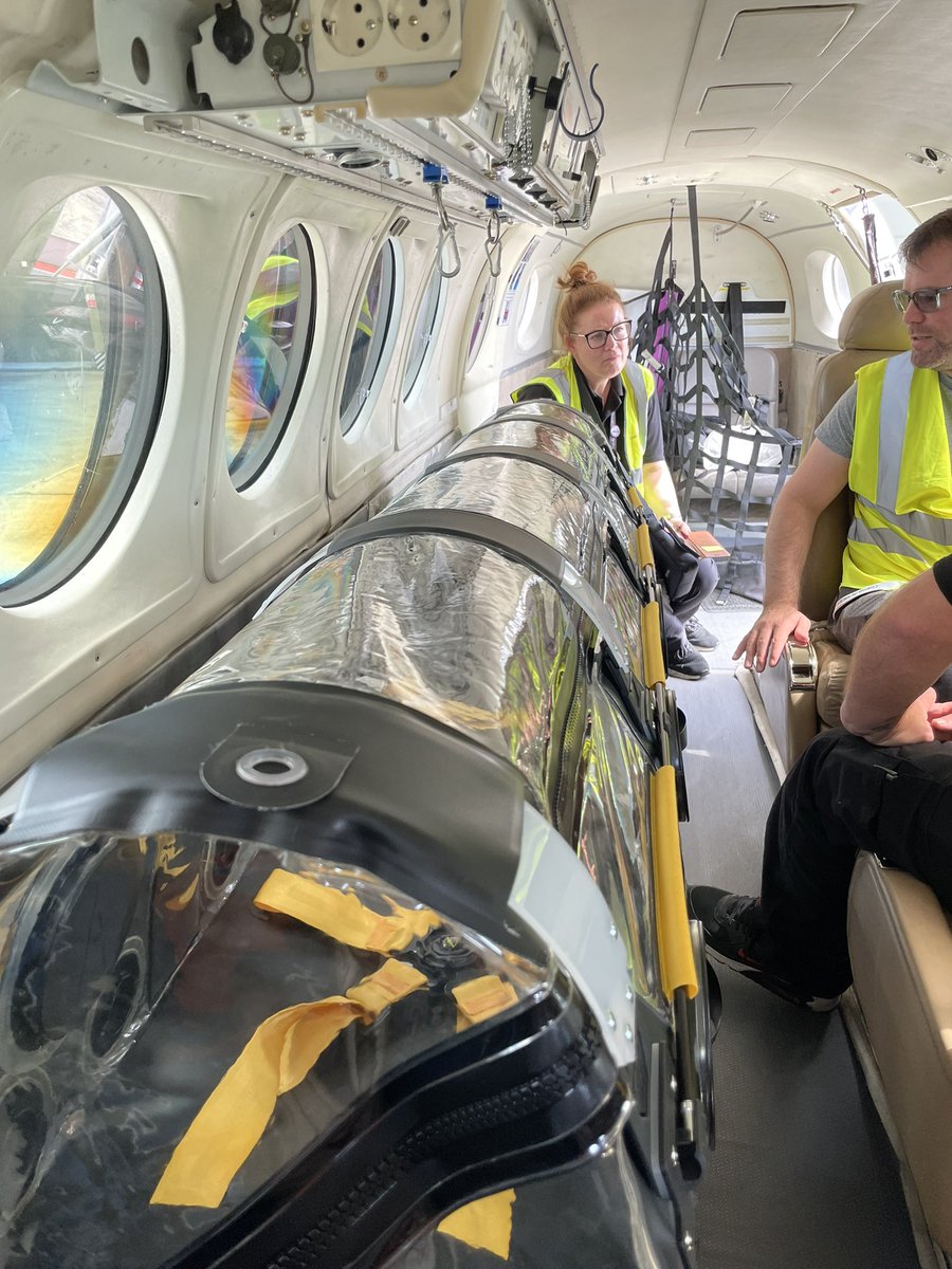 Big milestone today..just returned home after delivering our first full production unit to GAMA Aviation in Bournemouth for repatriating infectious and contaminated patients. 

The small space in the King Air aircraft means that the AeroPod - specifically designed for aviation