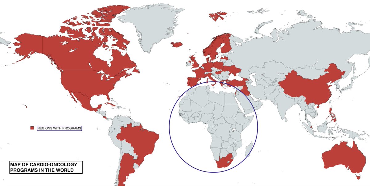 Cardio-Oncology programs prevent cardiac diseases that arise from cancer treatment such as chemo and radiation.
This is the map of current programs in the world.
What do you see/not see? 
<a href="/ICOSociety/">International Cardio-Oncology Society</a> <a href="/UTHealthSA/">UT Health San Antonio</a> <a href="/uthealthsa/">UT Health San Antonio</a> <a href="/melindagates/">Melinda French Gates</a> <a href="/wode_maya/">Wode Maya ®</a> <a href="/kwadwosheldon/">Kwadwo Sheldon</a>