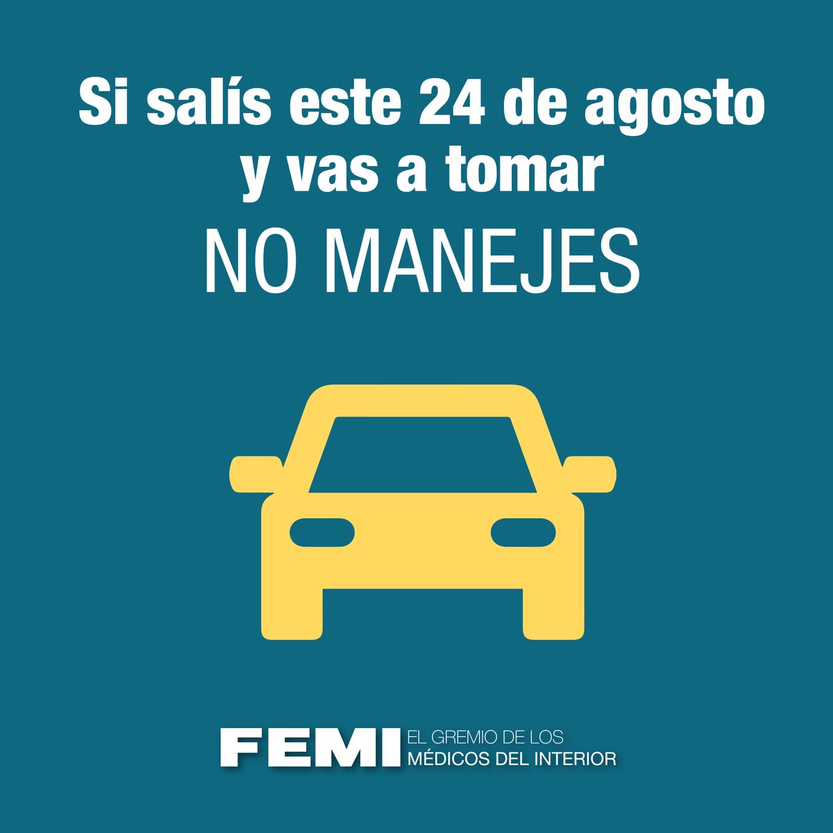FEMIcomunica's tweet photo. La noche de la nostalgia es un momento para disfrutar y pasarla bien con responsabilidad. Si vas a salir y tomar: dejá el auto en tu casa. https://t.co/YAGco0JDOL