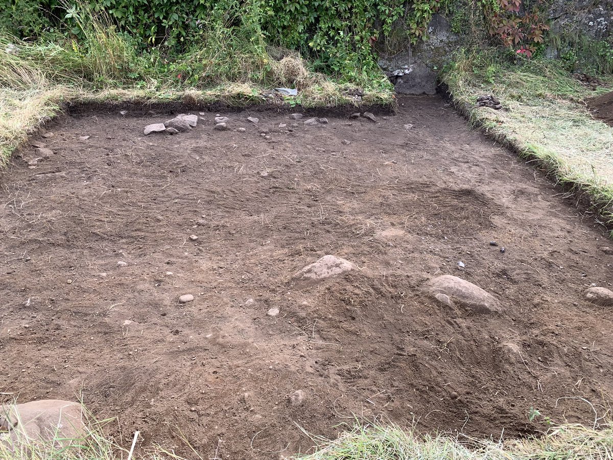 JustOrkney's tweet photo. DAY 7 &amp; day 2 of the dig. Trowelled thru the Victorian layer &amp; started to reveal the sandy soil of the medieval era. Some finds today - whetstone, glass bottle stopper still in neck of the bottle &amp; struck quartz. This is a former meadow inside a royal park not touched for years https://t.co/9HnS7toWt5