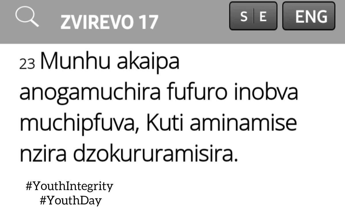 Striving for a corrupt free world
Even the Holy Bible despises bribe 
#NoToBribe 
#NoToCorruption
#YouthIntegrity
#YouthDay
<a href="/TIZim_info/">Transparency International Zimbabwe</a>