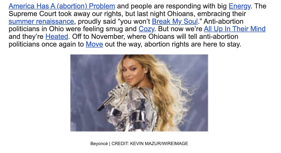 SamuelRLau's tweet photo. The @PPFA press team wanted to freshen up the "Abortion keeps winning" narrative, so following the huge victory in Ohio last night, we looked to @Beyonce for inspiration. #VoteNoInAugust   #RENAISANCEWorldTour https://t.co/hiXIknWQ9s