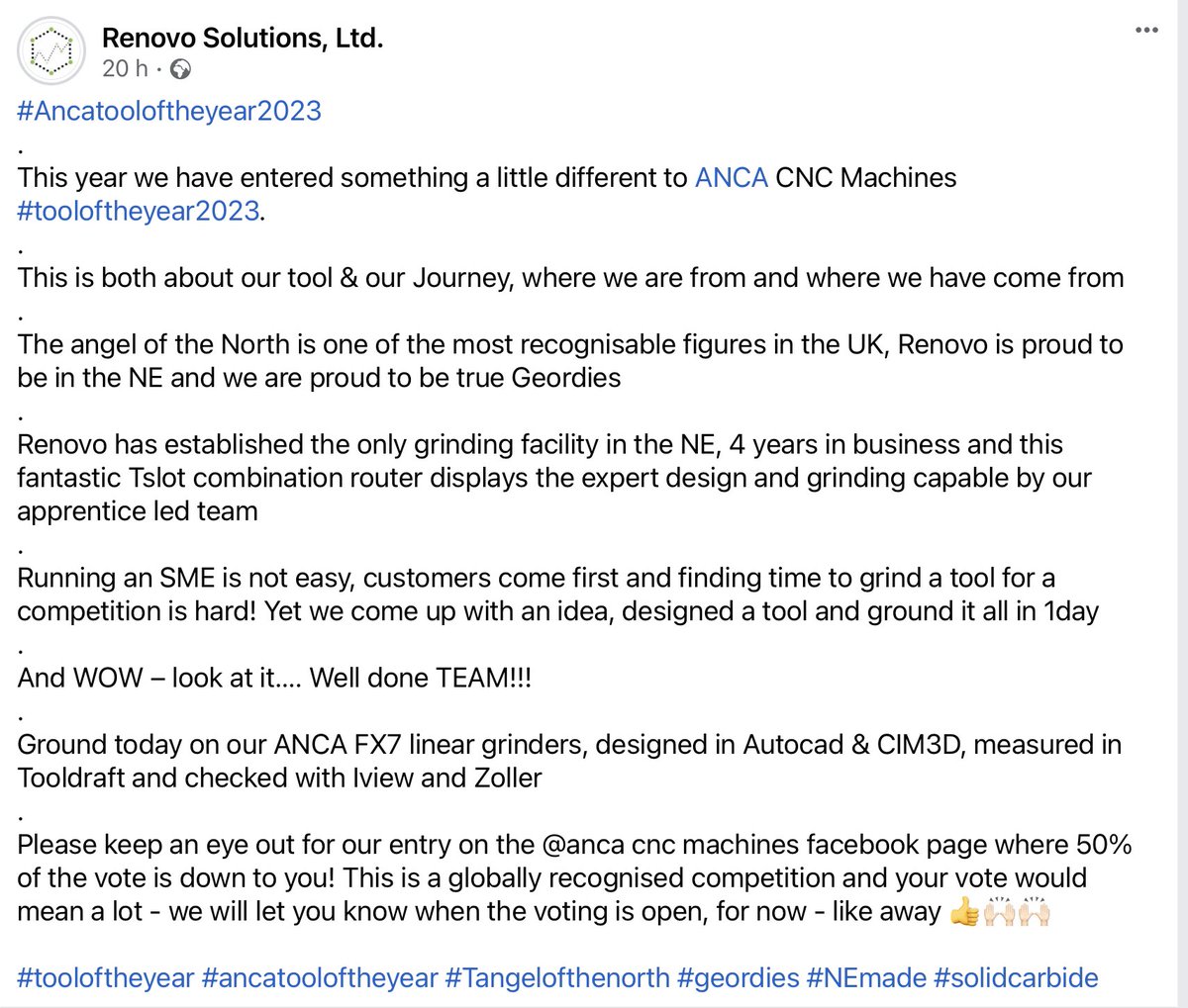 RenovoSolutions's tweet photo. @bbcnewcastle @itvtynetees @businessupnorth @BusinessNewsNE @NorthEastTweets great news story for a North East company competing on an international stage. #angelofthenorth #Engineering https://t.co/0U8Hw4z0IH