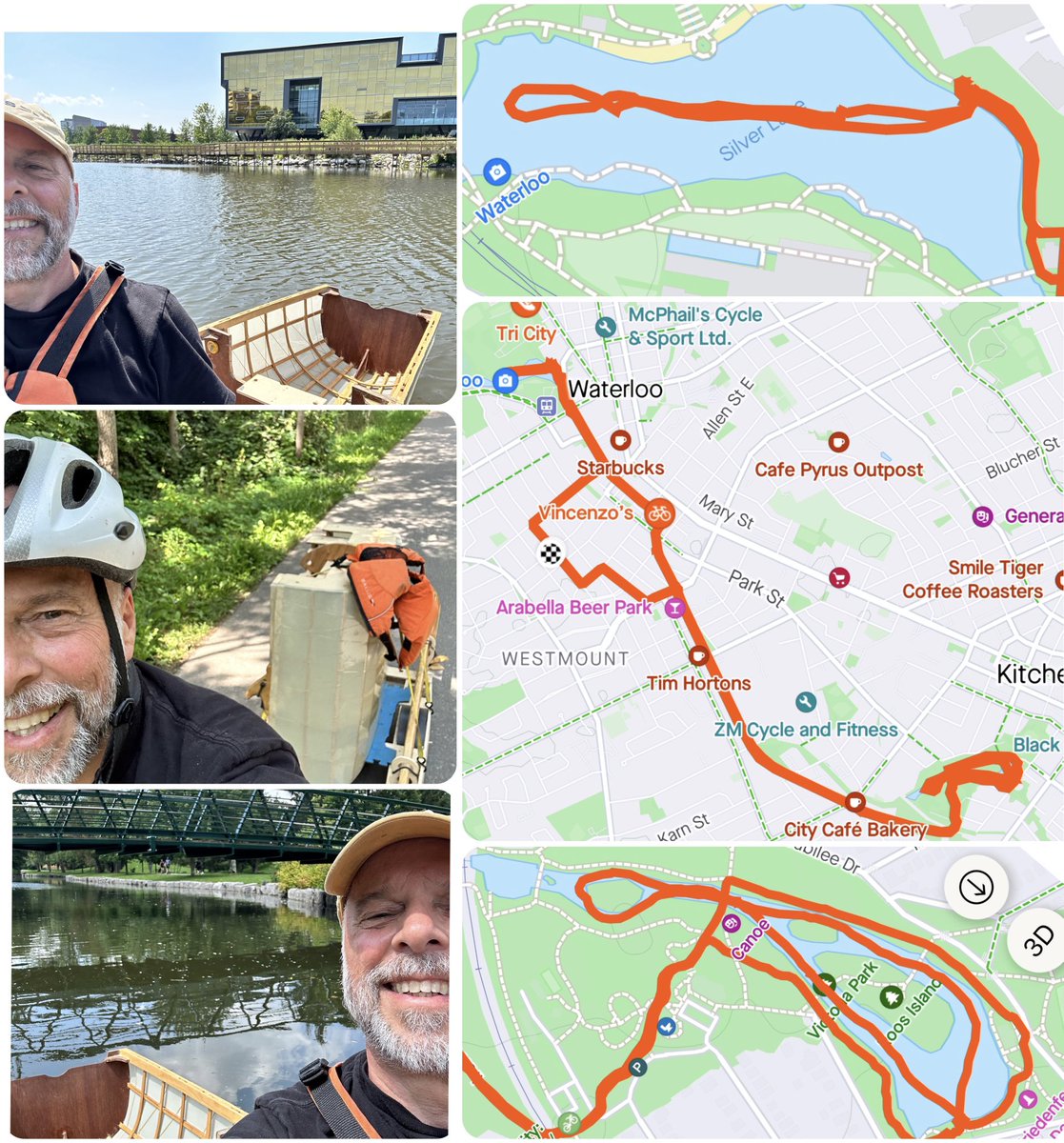 Matthew_Morris's tweet photo. Today I portaged from Silver Lake to Victoria Park and rowed both waterways. My little boat was trailered behind my bicycle. #urbanboating https://t.co/pwcCMH5Xem