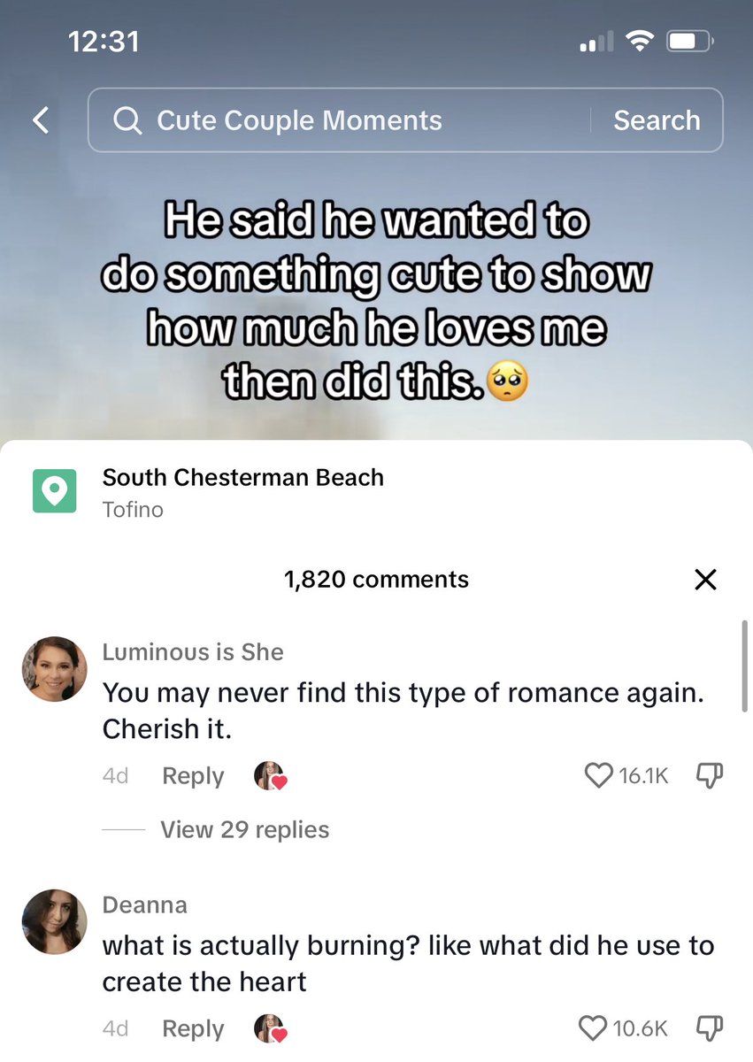 j_mcelroy's tweet photo. when you do a viral stunt on a tofino beach in the middle of a wildfire ban and thousands of strangers are like “bless” and you blissfully aren’t aware how much you’ve angered locals https://t.co/pkBNkYw8n2