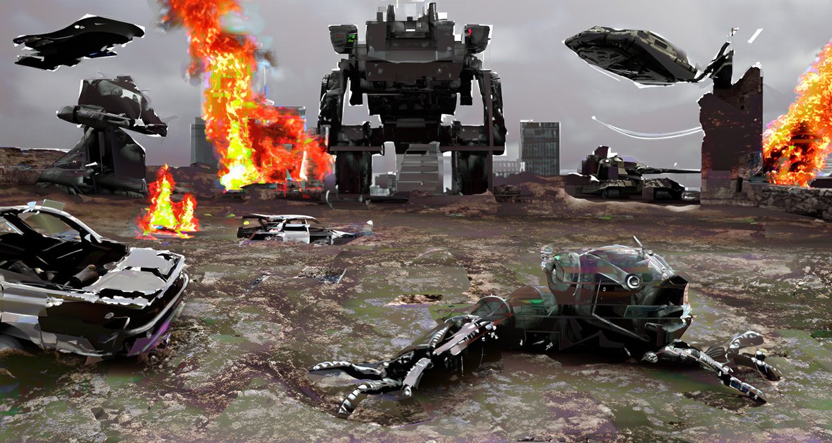 sys_db's tweet photo. Nouveau jour, nouvelle bannière pour vos jeux dans https://t.co/rkSGIr8FSe
Toujours grâce à l'#IA #firefly et #photoshop
#mechas #postapocalyptic #jdr #war #glitch https://t.co/8JGqwayWmR