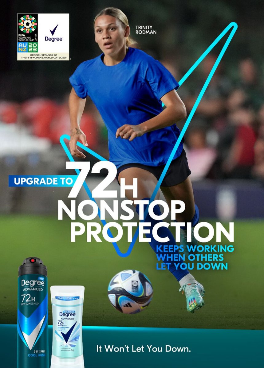 Degree - #NotDoneYet (@degree) on Twitter photo We have been so proud to cheer on <a href="/trinity_rodman/">Trinity Rodman</a> during this yearās <a href="/FIFAWWC/">FIFA Women's World Cup</a>. We know that you are just warming up and we canāt wait to see what the future has in store for you! #FWWC We have been so proud to cheer on <a href="/trinity_rodman/">Trinity Rodman</a> during this yearās <a href="/FIFAWWC/">FIFA Women's World Cup</a>. We know that you are just warming up and we canāt wait to see what the future has in store for you! #FWWC