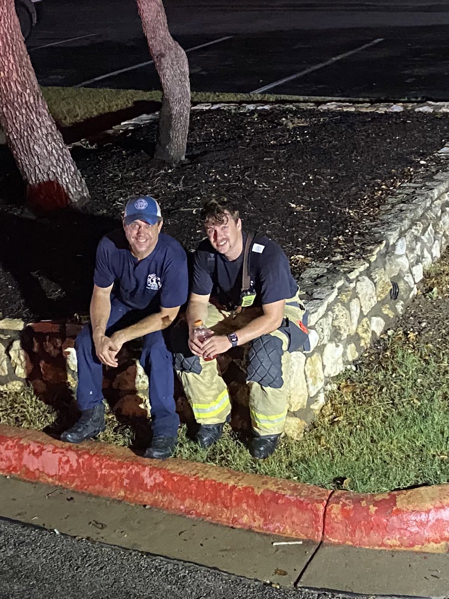 shelloriley's tweet photo. My boys ♥️ after a long night battling the fire, proud wife and mom moment  #cedarparktx #ParmerLaneFire  #firefamily https://t.co/TKtaDN3qAW