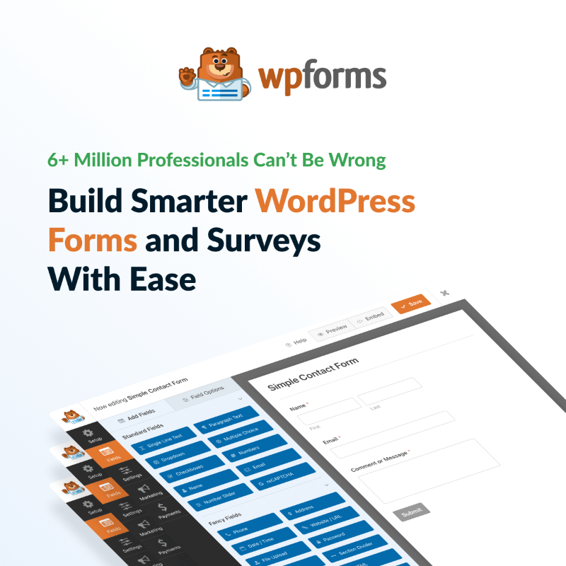 easywpforms's tweet photo. Create Any Type of WordPress Form With 1000+ Ready-Made Templates. Over 6MM+ Trust WPForms To Build Contact Forms, Create Surveys &amp; More