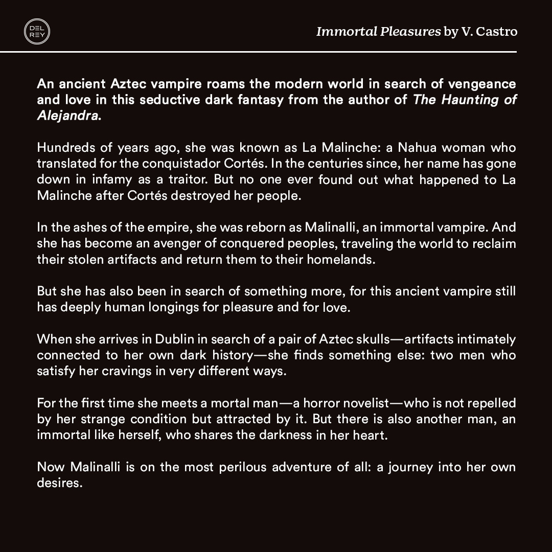 🔥 COVER REVEAL 🔥 From the author of THE HAUNTING OF ALEJANDRA, <a href="/vlatinalondon/">V. Castro</a>'s upcoming novel is a seductive dark fantasy about the search for vengeance and love ❤️‍🔥 Preorder here: penguinrandomhouse.com/books/708769/i…

Cover design: <a href="/reginaflath/">Regina Flath</a>
Illustration: <a href="/sheppardarts/">Cynthia Sheppard</a>