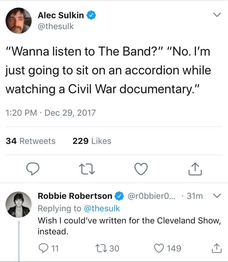 Robbie Robertson did a lot of great things with his time on this planet but this burn is at the top of his accomplishments imo