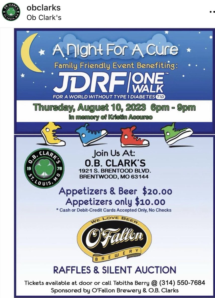 Chris Kerber (@chriskerber) on Twitter photo Hey pop into <a href="/OBClarkSTL/">O'B Clark Restaurant</a> tomorrow from 6-9 pm. Bring the Family. Buy a raffle ticket. Bid on some items. Grab a beer and some food. They’re raising money for JDRF!! Some great hockey items to win!! Hey pop into <a href="/OBClarkSTL/">O'B Clark Restaurant</a> tomorrow from 6-9 pm. Bring the Family. Buy a raffle ticket. Bid on some items. Grab a beer and some food. They’re raising money for JDRF!! Some great hockey items to win!!