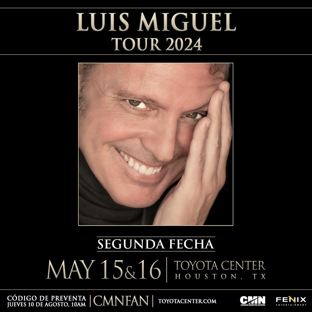 SHOW ADDED BY POPULAR DEMAND! Luis Miguel has added a SECOND May 2024 show. Don't miss Luis Miguel at Toyota Center on May 15th AND 16th! Tickets go on sale to the public FRIDAY, August 11th at 10am. More info: bit.ly/43WvScY