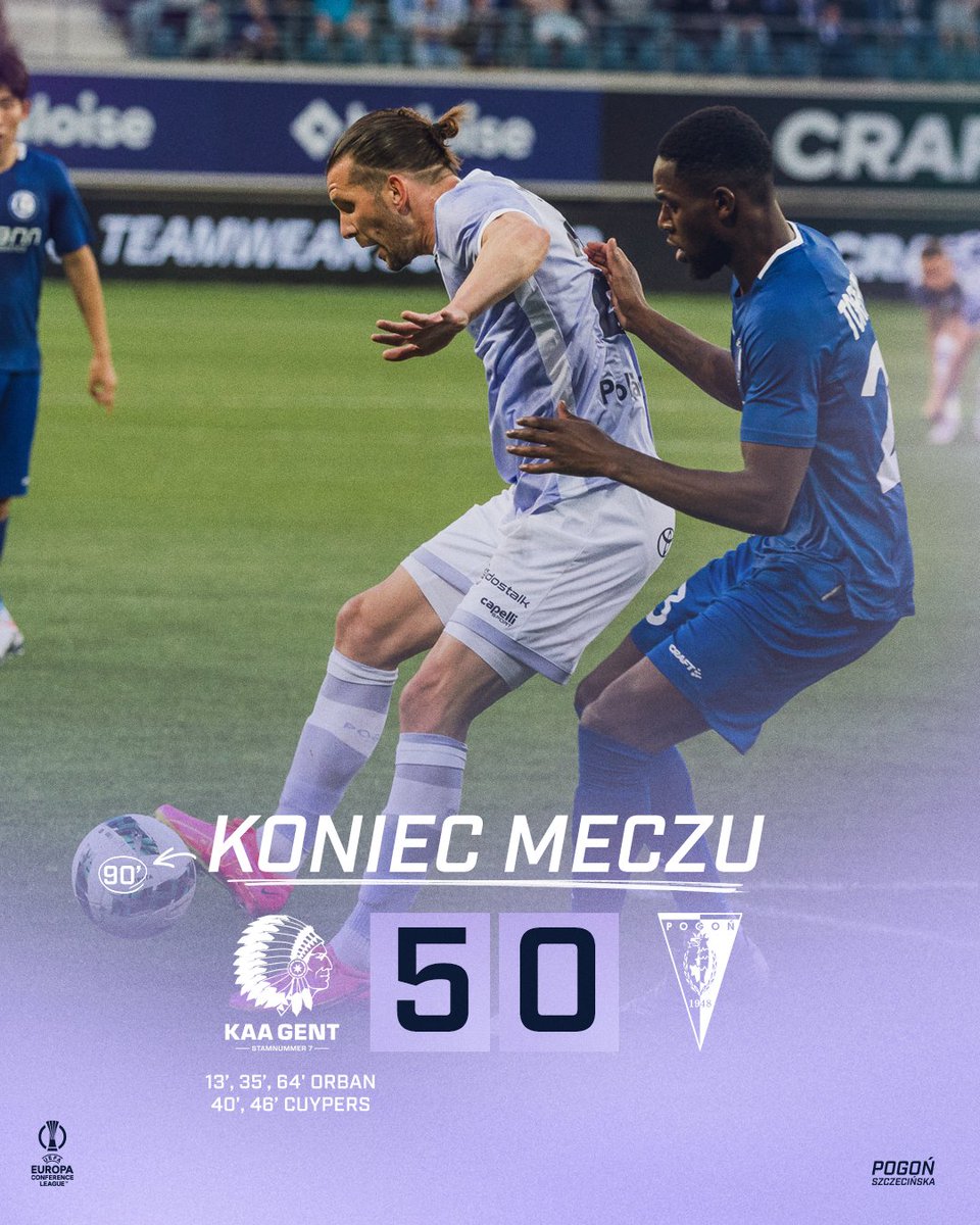 PogonSzczecin's tweet photo. Wysoka porażka w Gandawie. #KAAPOG https://t.co/Tl0L1MrFLl