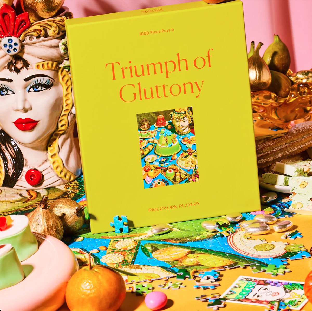 tasteinmotion's tweet photo. Triumph of Gluttony, a puzzle from Victoria Granof with Piecework is a feast for your eyes and senses. Granof teamed with Henry Hargreaves to capture the image with a styling assist from Ester Masciocchi, bringing Sicily to your home with an array of authentic Sicilian dolci. https://t.co/vSOsIdoJEh