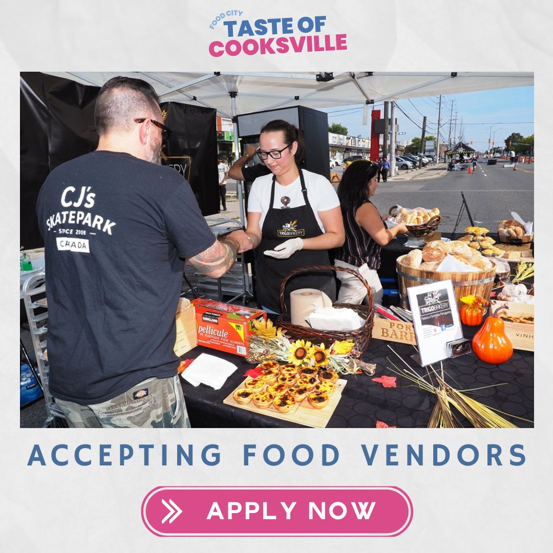 Attention Food Vendors &amp; Restaurants 📷 #TasteOfCooksville street festival vendor spaces are filling up fast. Visit the following link to register for vendor space for the event on September 16th, 2023. forms.gle/CG3MLRMecQtnox…