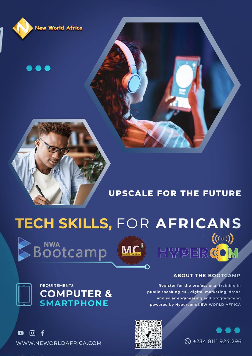 africanewworld's tweet photo. https://t.co/MsA7Aca2Oz

*Bootcamp2023* from August 21st 

*Register Now*

#Bootcamp2023 #Lagos #Ikeja #Warri #Abuja #Online #Inperson #freelancing #projectmanagement #dronetechnology #IOT #solarsysteminstallation #digitalmarketing #DigitalTransformation #Africa #Africans #2023 https://t.co/fBlkrr4XsA