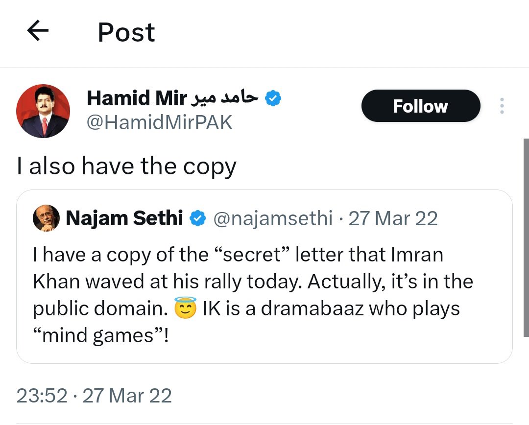 faisal_parla's tweet photo. I think Hamid Mir and Najam Sethi gave the copy to The Intercept https://t.co/xW62D8Mska