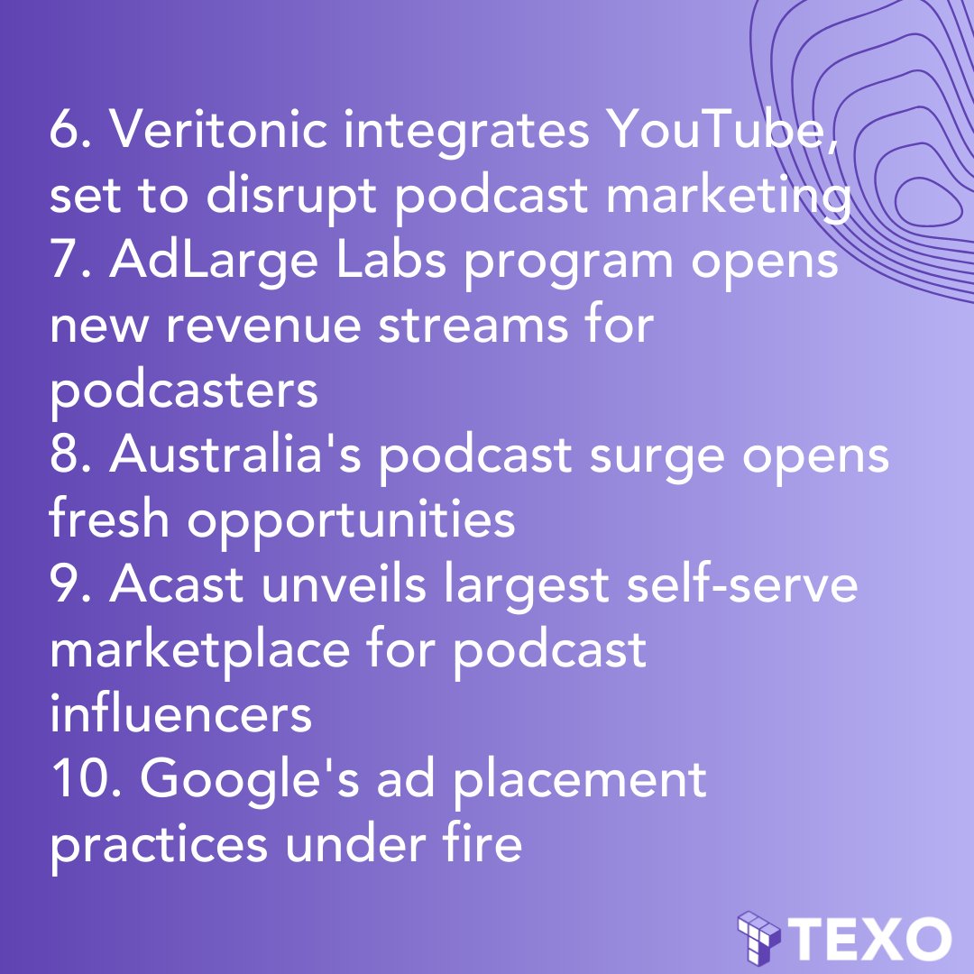 TexoApp's tweet photo. Extra! Read all about it! 🗞️We’ve compiled the top 🔟 updates you need to know to get ahead in the podcasting world 🔥 Now, you can keep your head in the #TexoPodcastRevolution and out of digging for the latest trends. ⛏️
https://t.co/aEGD9LUwHI https://t.co/IxlpV03LwZ