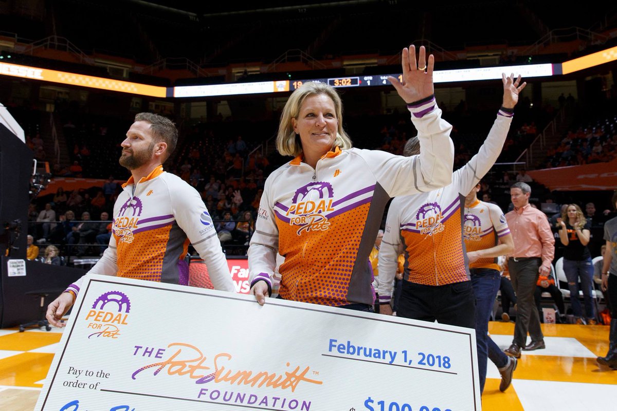 In 2017, the @pedalforalz organization issued a $100,000 donation to the @WeBackPat. In 2023, the Pedal for Pat event is back! The team of #SummittCyclists will pedal 1,098 miles in honor of Pat Summitt’s career NCAA wins. Join the team: pedalforpat.info