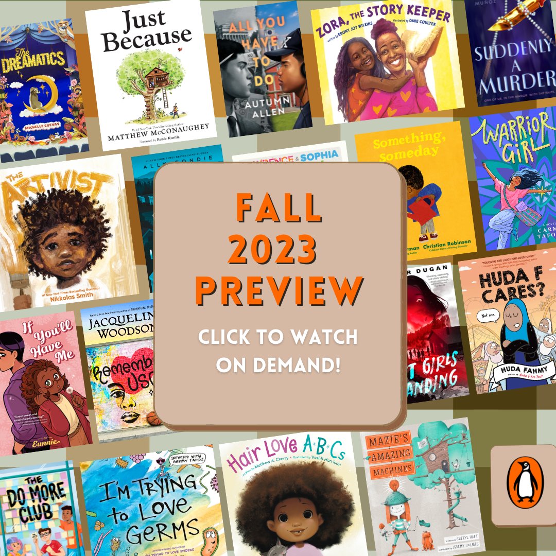 PenguinClass's tweet photo. Did you miss our Fall 2023 preview last week? No worries, you can now watch (or re-watch) it ON DEMAND! The #PYRPreview features new and upcoming board and picture books, middle grade, YA, and more 📚❤️🐧
Click the link below to watch & share now! https://t.co/QuQ7LVfCab https://t.co/HXzIm70oVu
