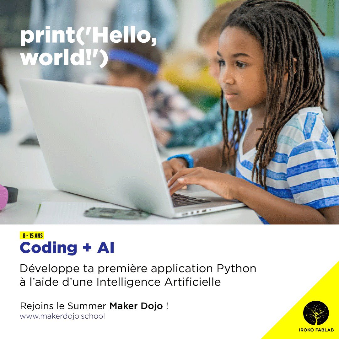 Rejoins le Dojo ! En 2 Sem, plonge dans la programmation Python pour créer ton application web avec Intelligence Artificielle. Explore son potentiel, comprends son fonctionnement, abordons ensemble ses impacts et enjeux éthiques. #IA #STEMeducation

👉🏿 bit.ly/MakerDojo