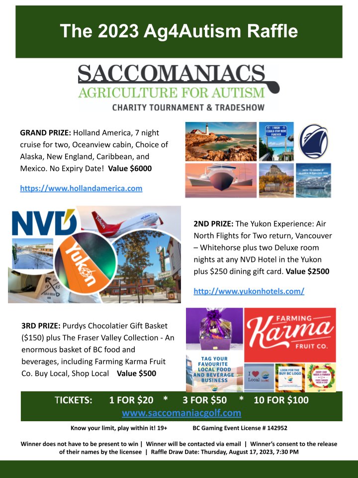 saccomaniacs's tweet photo. Raising funds for @pacificautism - buy your tickets now. Win a cruise, a trip to the yukon, or a basket of #BCProducts  tickets at https://t.co/6raLZrkKpI https://t.co/BMd9KP89Qh