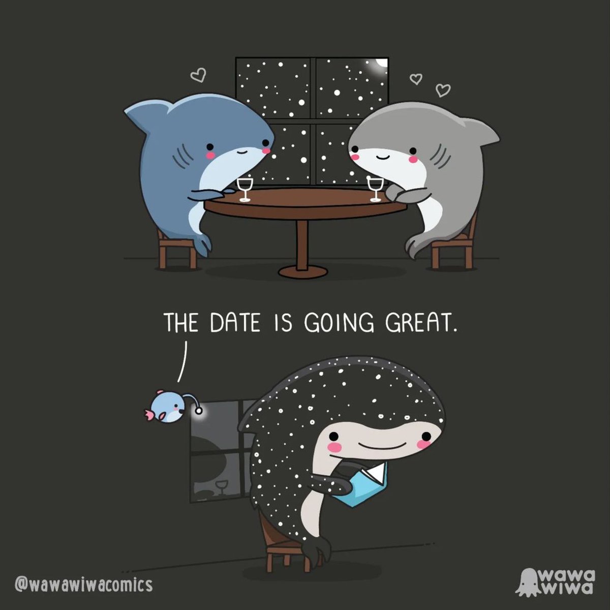 savingtheblue's tweet image. A little midweek pick me up. Dreamy shark date 😆
〰〰〰
📸: @wawawiwacomics 

#shark #sharks #midweekpickmeup #ocean #funny #saltlife #sealife