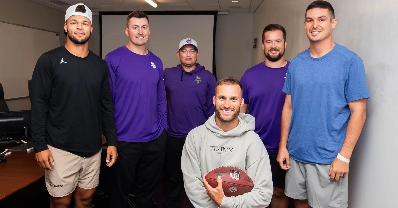 Vikings's tweet photo. After all meetings have finished, after all film has been watched, the #Vikings QB room has one last piece of business each night. 

The Immaculate Grid.