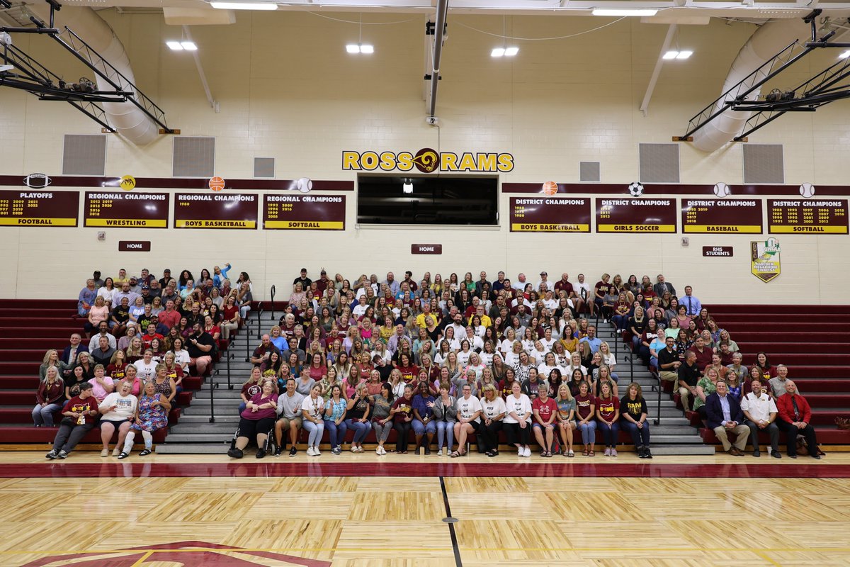 Ross_Local's tweet photo. 🎉 Ross Local School District's Convocation was a hit! Staff got shirts, reconnected, and had a blast. Check out our fun all-staff photo – proof that we know how to have fun too! 📸 Excited to welcome students back tomorrow! 📚🚌 #RossRams #BacktoSchool2023 https://t.co/XqzqSMBDiK