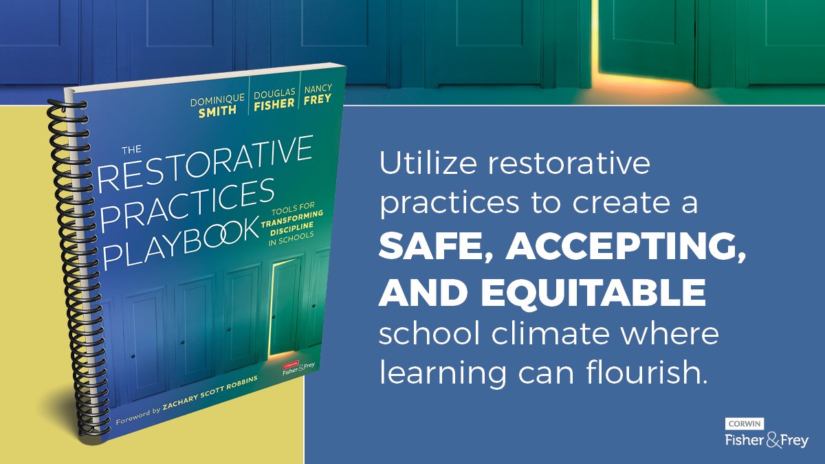 CorwinPress's tweet image. #BackToSchool means a fresh start for everyone. Explore the Restorative Practices Playbook and discover ways to create a school climate of respect, learning, and growth: ow.ly/w4vK50Poht1 

#EdChat #RestorativePractices