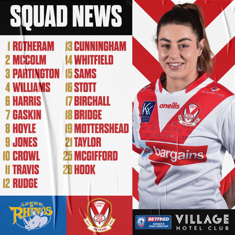 🏆🔴⚪️ 𝗦𝗤𝗨𝗔𝗗 𝗡𝗘𝗪𝗦! 🔴⚪️🏆 Matty Smith has named his 21-woman squad for Saturday's Betfred Women's @TheChallengeCup Final against @LeedsRhinos at @WembleyStadium! #COYS | #HistoryInTheMaking