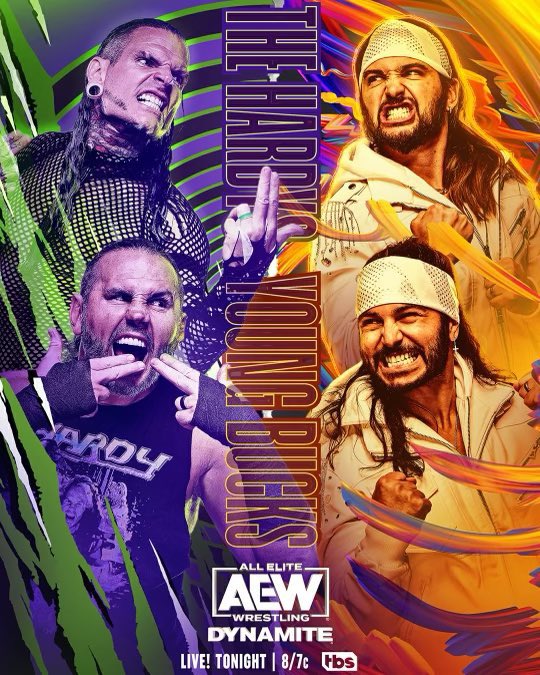 newgameplusabq's tweet photo. The dream rematch starts in an hour! #aew #aewdynamite #youngbucks #hardyboyz https://t.co/fkCPnB7w5r