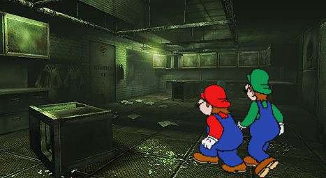 ExhumedLate's tweet photo. "Nice of the Patriarch to invite us over to Horzine's secret biotics lab, eh Luigi?" https://t.co/aKQC1a3o1e