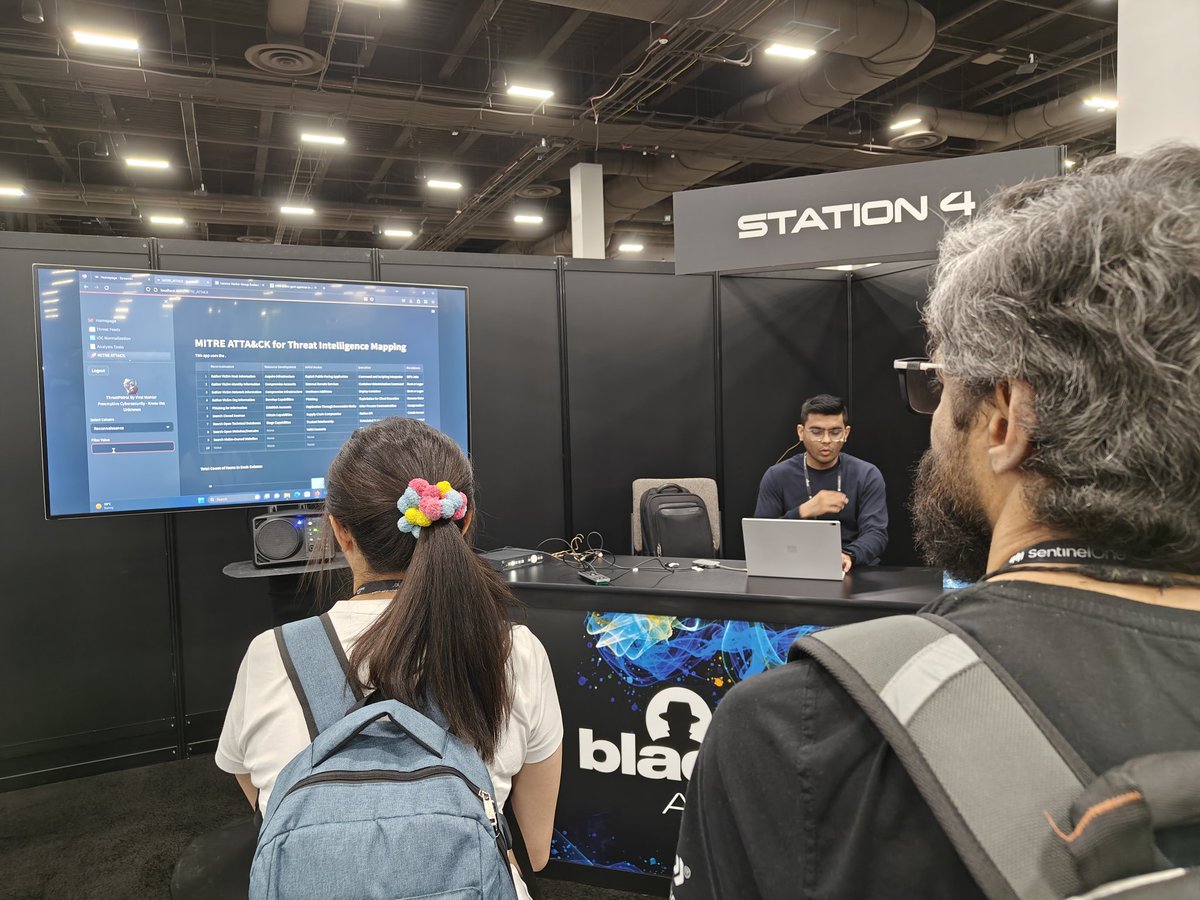 NutanKumarPanda's tweet photo. @ManiarViral presenting "Threatpatrol" at @BlackHatEvents  #blackhatarsenal station 4. #BlackHat2023 #BlackHat23 #blackhat #BHUSA https://t.co/wqZRvJ5MR7