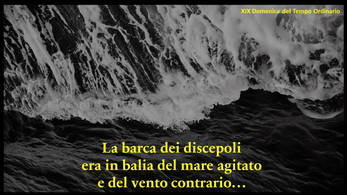 Come attualizzare
la barca del Vangelo
in difficoltà?
E il mare mosso?
E il vento contrario?
Cosa permette a Pietro
per un po' di camminare
su quello scenario agitato?
E chi cammina da sempre
su questa complessità
per raggiungerci e aiutarci?
La scienza?
Il potere?
Gli algoritmi?