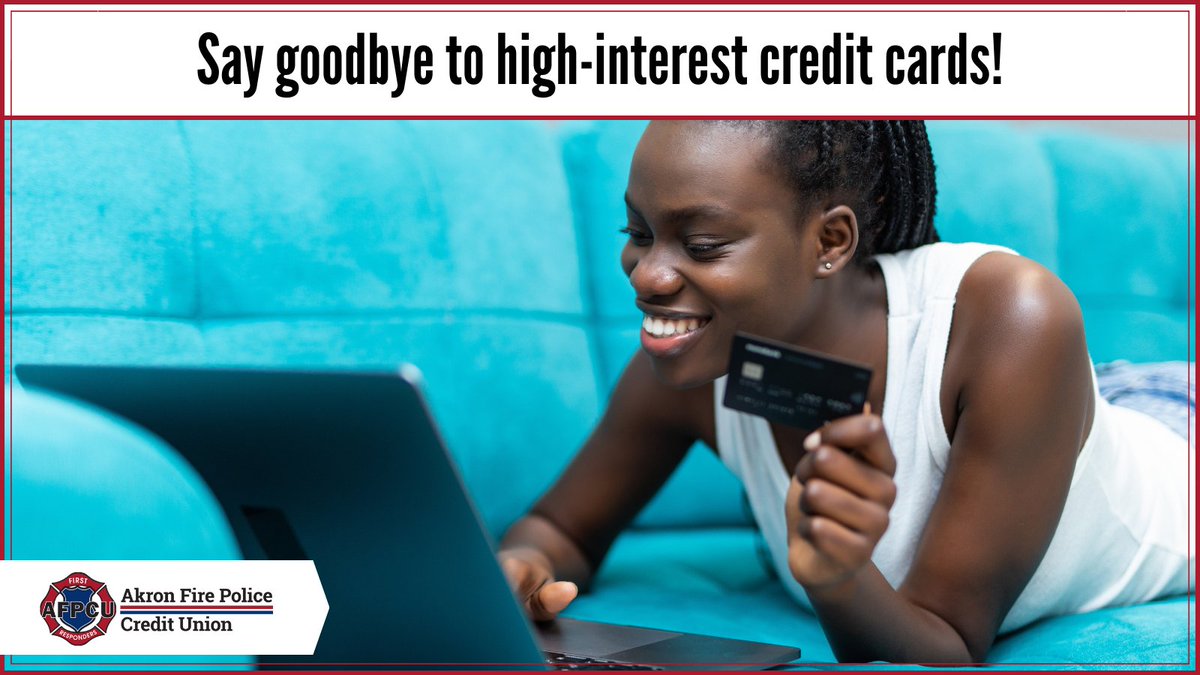 AkronFirePolice's tweet photo. Say goodbye to high-interest credit cards! 💳 Our Visa Credit Card offers a low, fixed rate that puts YOU in control. Forget the stress and welcome low monthly payments that fit your budget. Start using credit wisely today!

Get my card: https://t.co/klptk2BXof

#Akron https://t.co/qoBRL0g06O