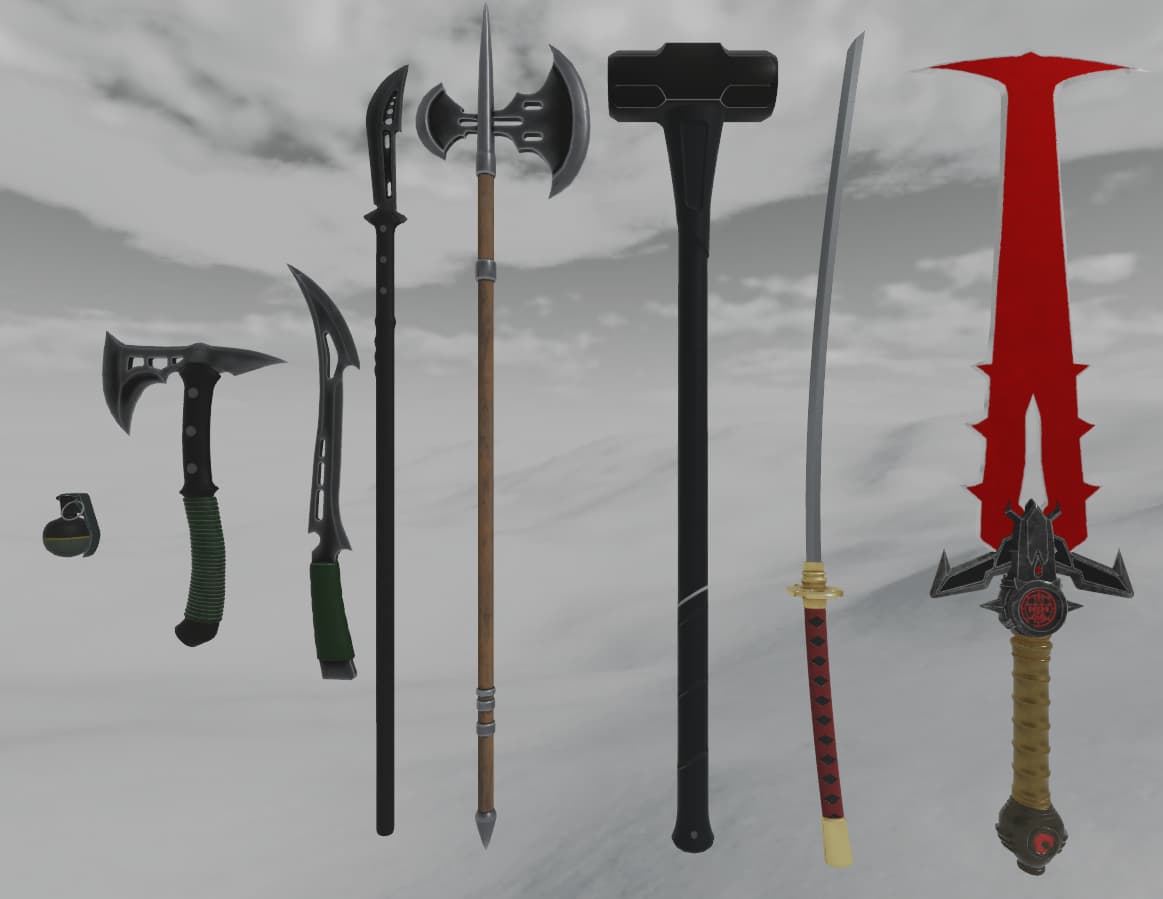 Melee Models made in Blender textured in Substance Painter
#roblox #robloxdev #robloxdevs #robloxbuild #robloxmodel #blender #substance #painter #substancepainter #3d #gamedevelopment #robloxart #builder #modeler #developer #rbxdev