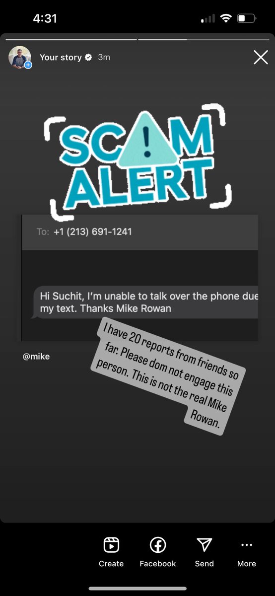 This is not me. Please avoid any text from me &amp; this number. This is NOT my phone number.

Also there is only one Mike Rowan.