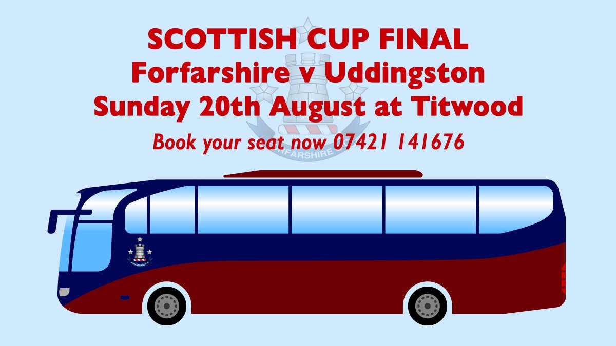 the_forfs's tweet photo. SCOTTISH CUP FINAL - Forfarshire are running 2 supporters buses to the Scottish Cup Final on Sun 20th August and seats are selling quickly!

Contact Hogi on 07421 141676 to book.

Seats cost £16/person, bus leaves Forthill 10am &amp; 8pm from Titwood.

Come along &amp; support the Forfs! https://t.co/L3oMO2phS7