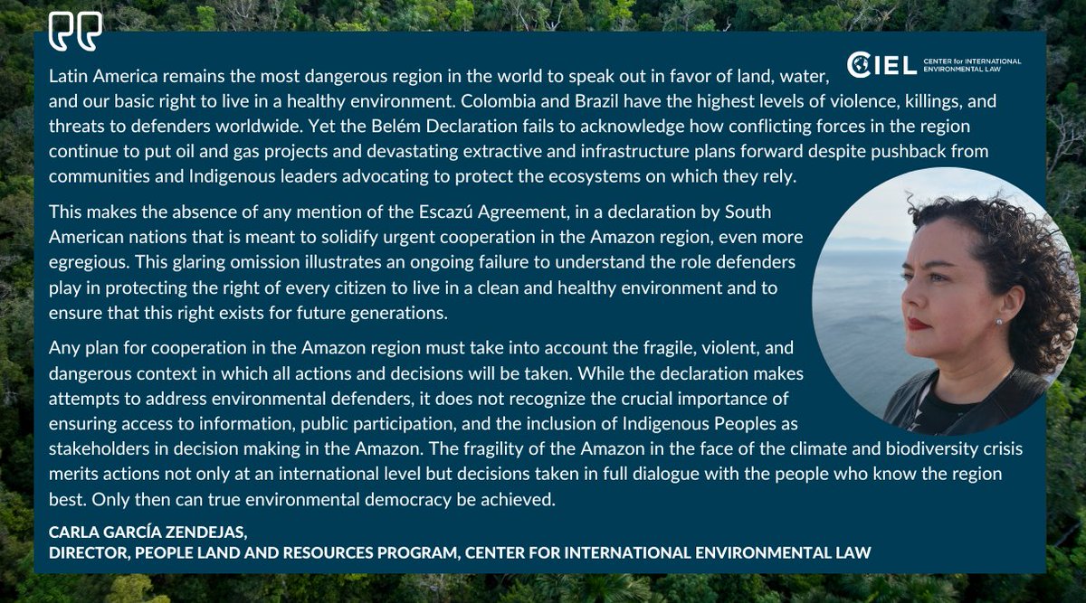 ciel_tweets's tweet photo. Today, leaders of Amazon nations are concluding the #AmazonSummit in Brazil 🇧🇷, where they discussed how to counter the threats to the #AmazonRainforest and presented the #BelémDeclaration outlining their commitments.

Read our reaction: https://t.co/s3MWcuNwzA https://t.co/ukMtmsMWK8