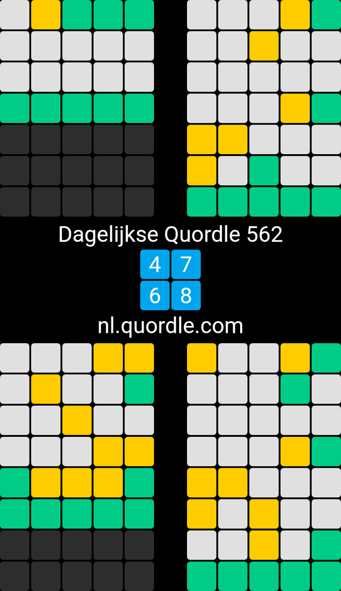 Buzzzyff's tweet photo. Dagelijkse Quordle 562
4️⃣7️⃣
6️⃣8️⃣
https://t.co/6mKZ8m17mc https://t.co/STVWS6SeMk