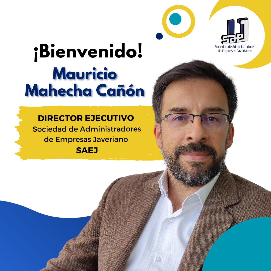 Es un gusto presentarles a Mauricio Mahecha Cañón, Administrador de Empresas Javeriano, quien asumió la Dirección Ejecutiva de la Sociedad de Administradores de Empresas desde el 1 de agosto. 
#SAEJ #OrgulloJaveriano